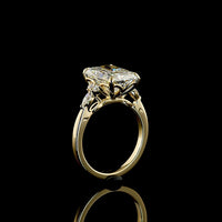 14K Yellow Gold Radiant Cut Lab Diamond Ring with Marquise and Round Accents - 4.82 Carat Total Diamond Weight - Covaloro Fine Jewelry