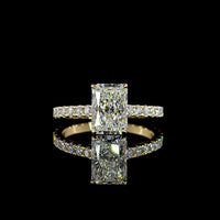 14K Yellow Gold Radiant Cut Lab Diamond Solitaire Engagement Ring with Pavé Shank - 2.75 Carat Total Diamond Weight - Covaloro Fine Jewelry