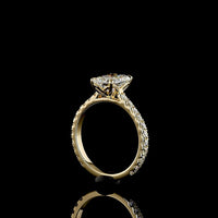 14K Yellow Gold Radiant Cut Lab Diamond Solitaire Engagement Ring with Pavé Shank - 2.75 Carat Total Diamond Weight - Covaloro Fine Jewelry