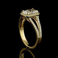 14K Yellow Gold Radiant Cut Lab Diamond Split Shank Halo Ring - 3.01 Carat Center with 0.60 Carat Accent Diamonds, Total 3.61 Carats, GIA Certified - Covaloro Fine Jewelry