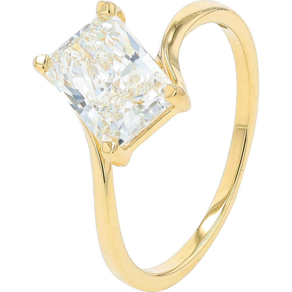 14K Yellow Gold Radiant Cut Lab Grown Diamond Engagement Ring - 1.75 Carat Total Diamond Weight