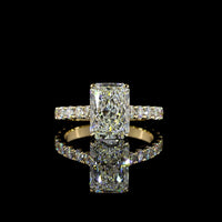 14K Yellow Gold Radiant Cut Solitaire Diamond Shank Ring with 3.07 Carats Center and 0.93 Carats Brilliant Side Stones - 4.00 Carats Total Diamond Weight, E VVS2 IGI Certified - Covaloro Fine Jewelry