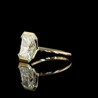 14K Yellow Gold Radiant Cut Solitaire Ring with Half Bezel Setting and 3.02 Carat E VVS2 Lab Diamond - Covaloro Fine Jewelry