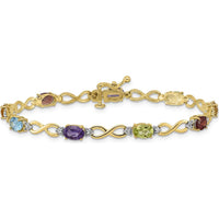 14K Yellow Gold Rainbow Gemstone Infinity Bracelet with Diamonds - 2.4 Carats Total Gemstone Weight by Monteluci Fine Jewelry