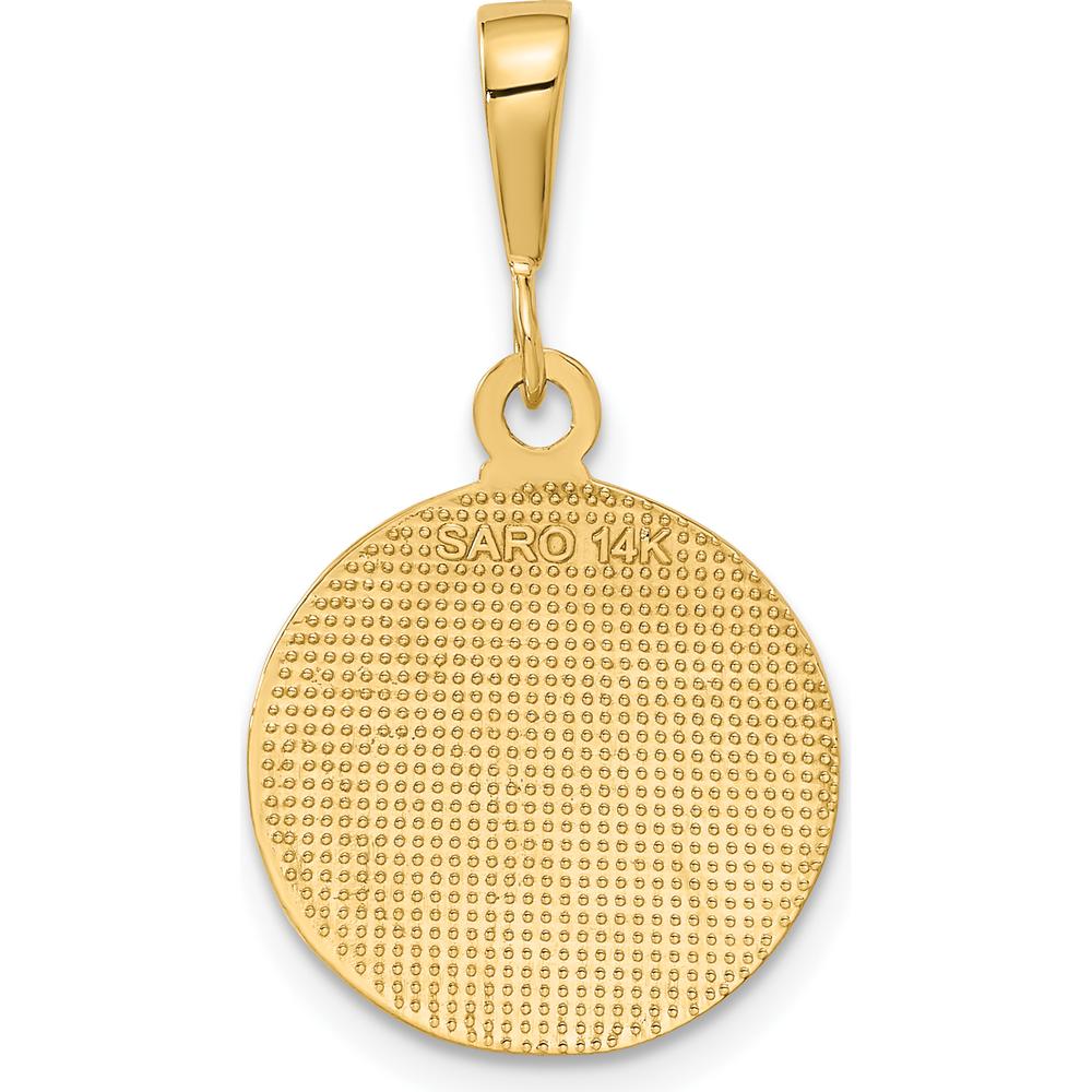 14K Yellow Gold Raphael Angel Round Pendant with Polished and Satin Finish by Oro Pregiato