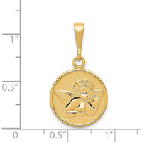 14K Yellow Gold Raphael Angel Round Pendant with Polished and Satin Finish by Oro Pregiato