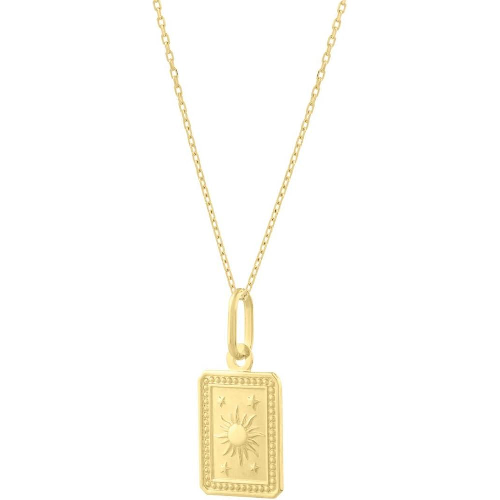 14K Yellow Gold Rectangle Sun & Stars Pendant Necklace on 18" Chain - 2.83g by Orozza Fine Jewelry