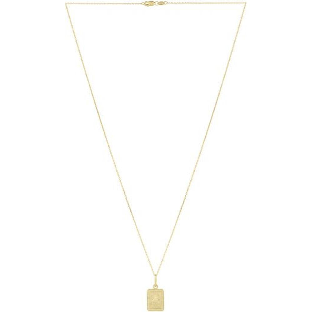 14K Yellow Gold Rectangle Sun & Stars Pendant Necklace on 18" Chain - 2.83g by Orozza Fine Jewelry