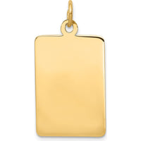 14K Yellow Gold Rectangular Engravable Disc Charm - Personalized Keepsake Pendant by Oro Pregiato