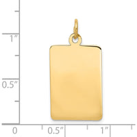 14K Yellow Gold Rectangular Engravable Disc Charm - Personalized Keepsake Pendant by Oro Pregiato