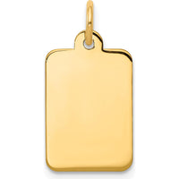 14K Yellow Gold Rectangular Engravable Disc Charm - Polished Finish - 17mm Length by Oro Pregiato