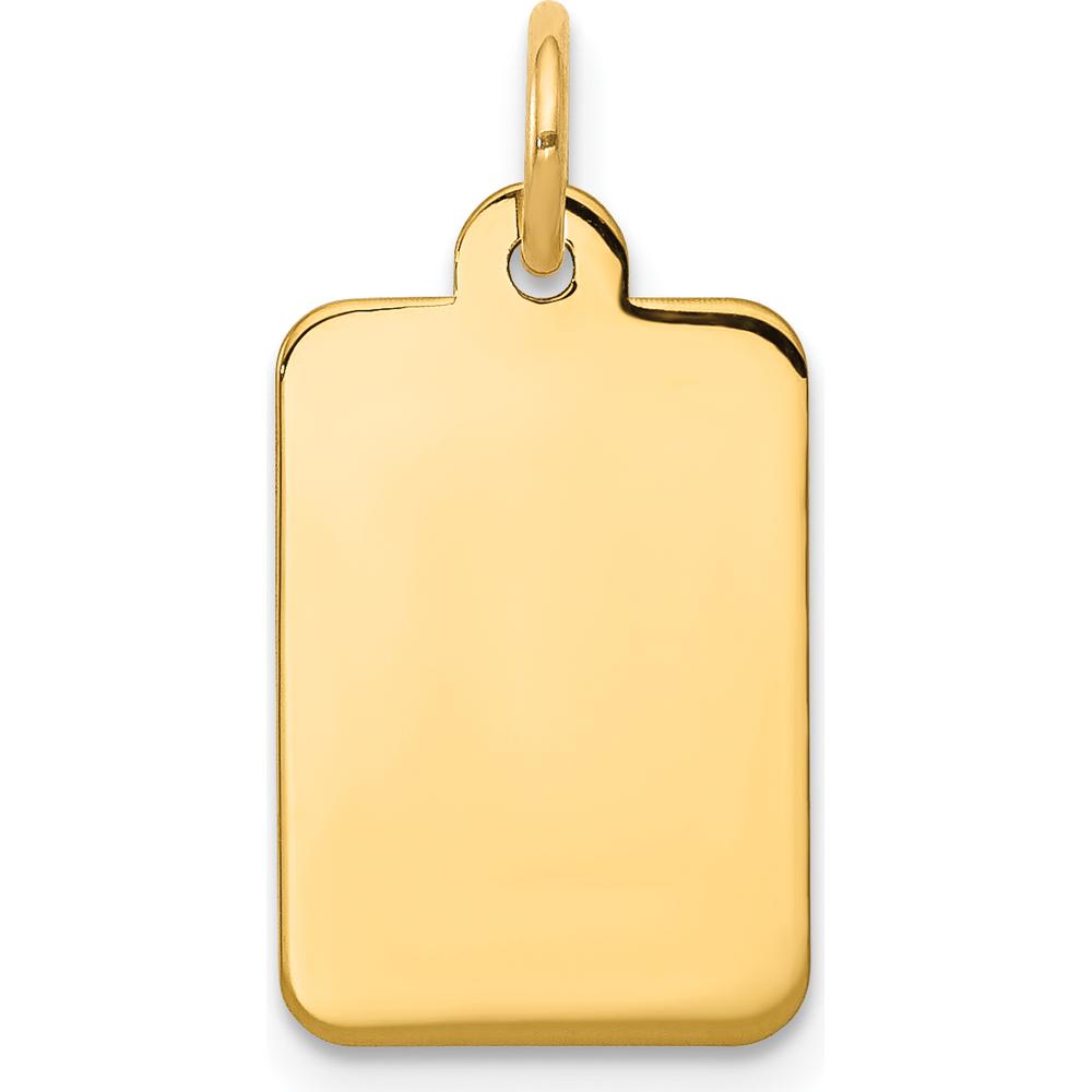 14K Yellow Gold Rectangular Engravable Disc Charm - Polished Finish - 17mm Length by Oro Pregiato