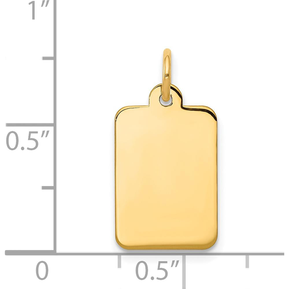 14K Yellow Gold Rectangular Engravable Disc Charm - Polished Finish - 17mm Length by Oro Pregiato