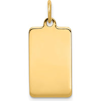 14K Yellow Gold Rectangular Engravable Disc Charm - Polished Finish by Oro Pregiato