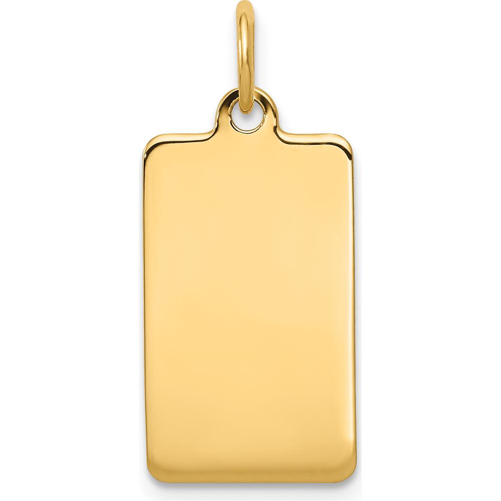 14K Yellow Gold Rectangular Engravable Disc Charm - Polished Finish by Oro Pregiato