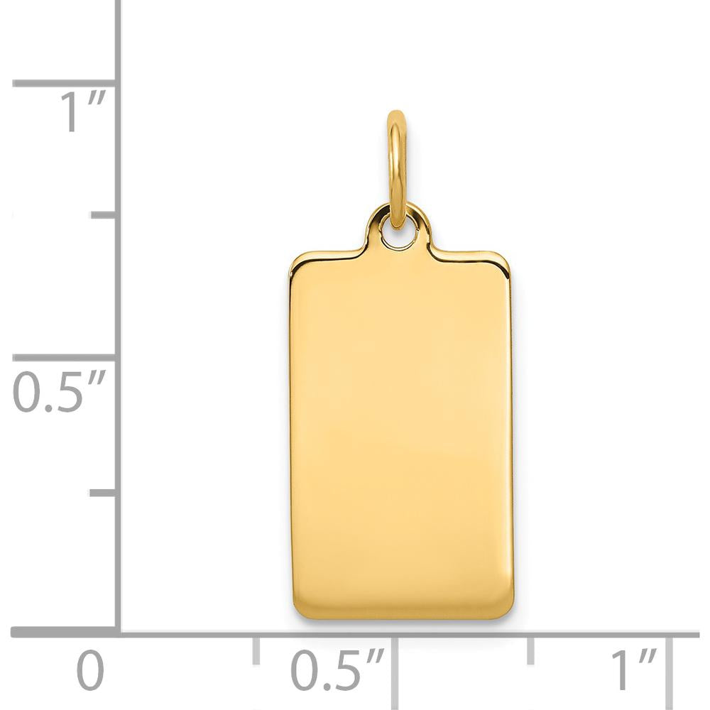 14K Yellow Gold Rectangular Engravable Disc Charm - Polished Finish by Oro Pregiato