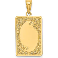14K Yellow Gold Rectangular Engravable Pendant Charm - Personalized Gift Idea by Oro Pregiato