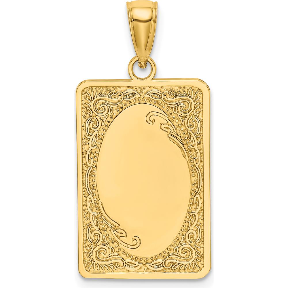14K Yellow Gold Rectangular Engravable Pendant Charm - Personalized Gift Idea by Oro Pregiato
