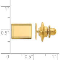 14K Yellow Gold Rectangular Engravable Tie Tac with Line Detail by Oro Pregiato