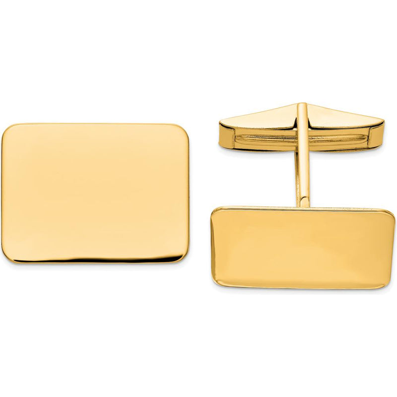14K Yellow Gold Rectangular Polished Engravable Cuff Links - 19.5mm by Oro Pregiato
