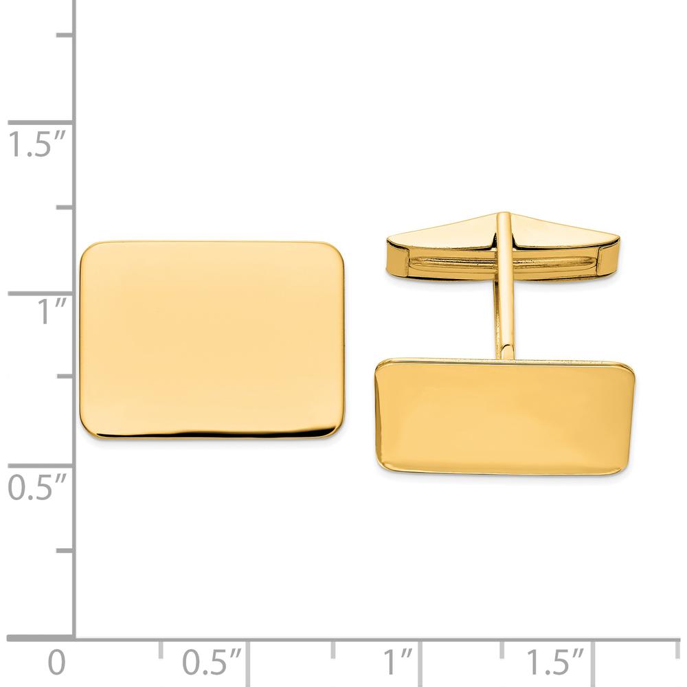 14K Yellow Gold Rectangular Polished Engravable Cuff Links - 19.5mm by Oro Pregiato