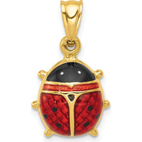 14K Yellow Gold Red and Black Enamel Ladybug Charm - 22mm Length by Oro Pregiato