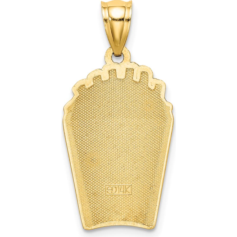 14K Yellow Gold Red and Yellow Enameled French Fries Charm - Playful Food-Inspired Pendant by Oro Pregiato