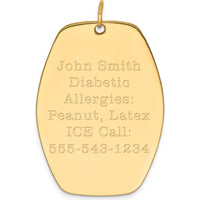 14K Yellow Gold Red Enamel Medical Alert Pendant - 36x27mm by Oro Pregiato