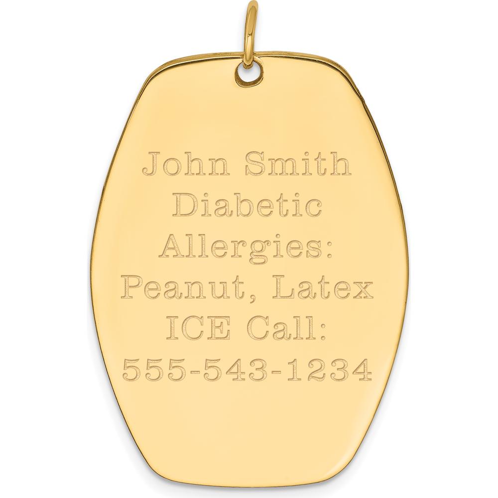 14K Yellow Gold Red Enamel Medical Alert Pendant - 36x27mm by Oro Pregiato