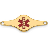 14K Yellow Gold Red Enamel Medical ID Bracelet Plate - 25x9mm, Engravable by Oro Pregiato