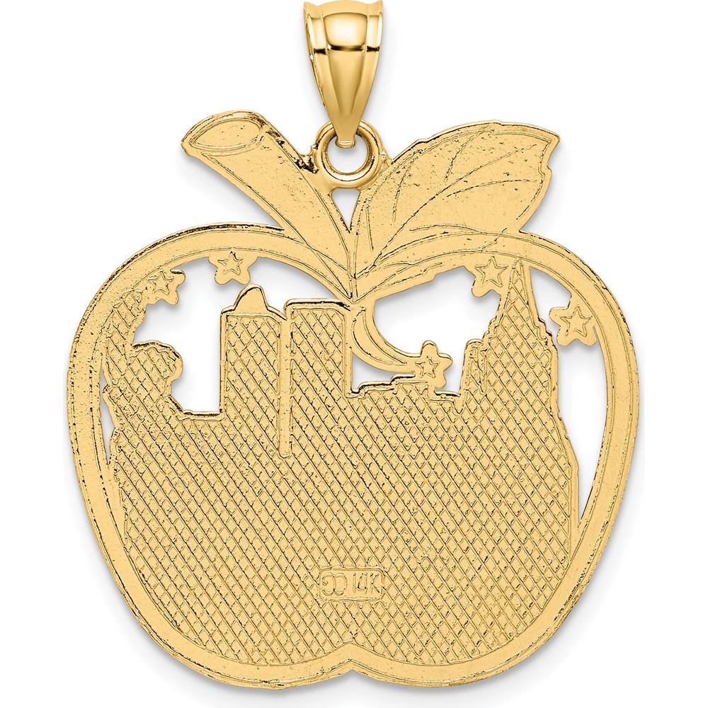 14K Yellow Gold Red Enamel New York Apple Charm with Red Stars - 26.8mm by Oro Pregiato