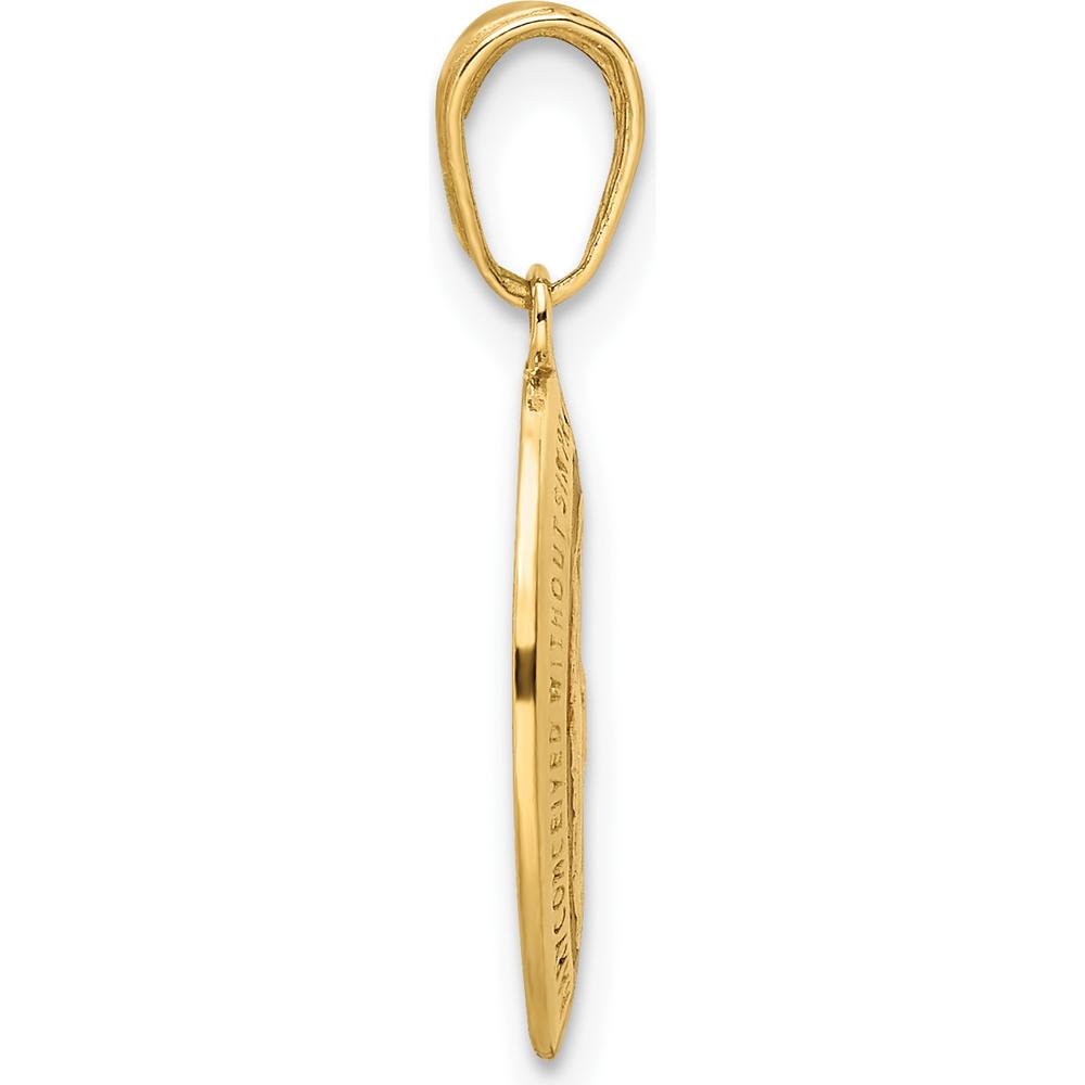 14K Yellow Gold Red Enameled Miraculous Medal Pendant with Virgin Mary - Polished Finish by Oro Pregiato