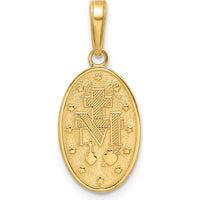14K Yellow Gold Red Enameled Miraculous Medal Pendant with Virgin Mary - Polished Finish by Oro Pregiato