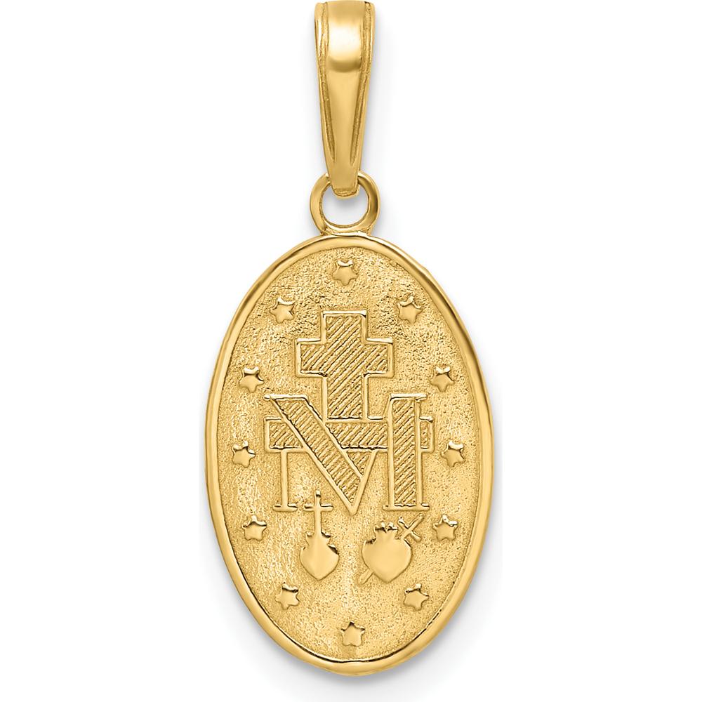 14K Yellow Gold Red Enameled Miraculous Medal Pendant with Virgin Mary - Polished Finish by Oro Pregiato