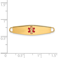 14K Yellow Gold Red Enameled Oval Medical ID Plate - Engravable, Polished Finish by Oro Pregiato