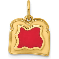 14K Yellow Gold Red Enameled Toast and Jam Pendant Charm by Oro Pregiato