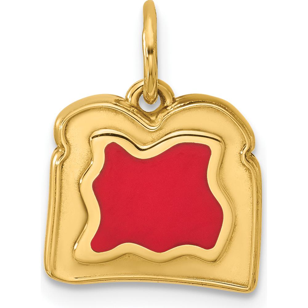 14K Yellow Gold Red Enameled Toast and Jam Pendant Charm by Oro Pregiato