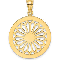 14K Yellow Gold Retro Daisy Charm Pendant - Polished Finish by Oro Pregiato