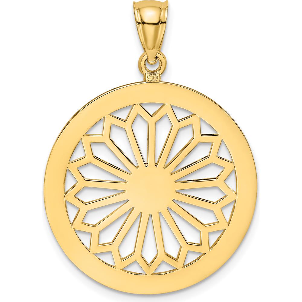 14K Yellow Gold Retro Daisy Charm Pendant - Polished Finish by Oro Pregiato