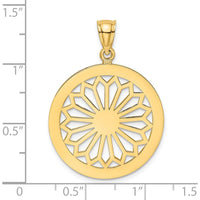 14K Yellow Gold Retro Daisy Charm Pendant - Polished Finish by Oro Pregiato