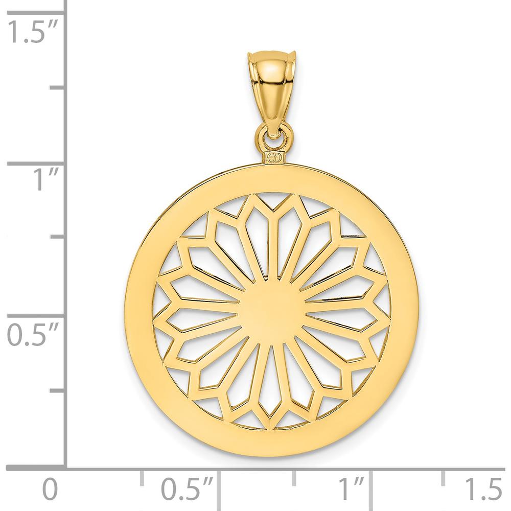 14K Yellow Gold Retro Daisy Charm Pendant - Polished Finish by Oro Pregiato