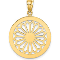 14K Yellow Gold Retro Daisy Charm Pendant - Polished Finish by Oro Pregiato