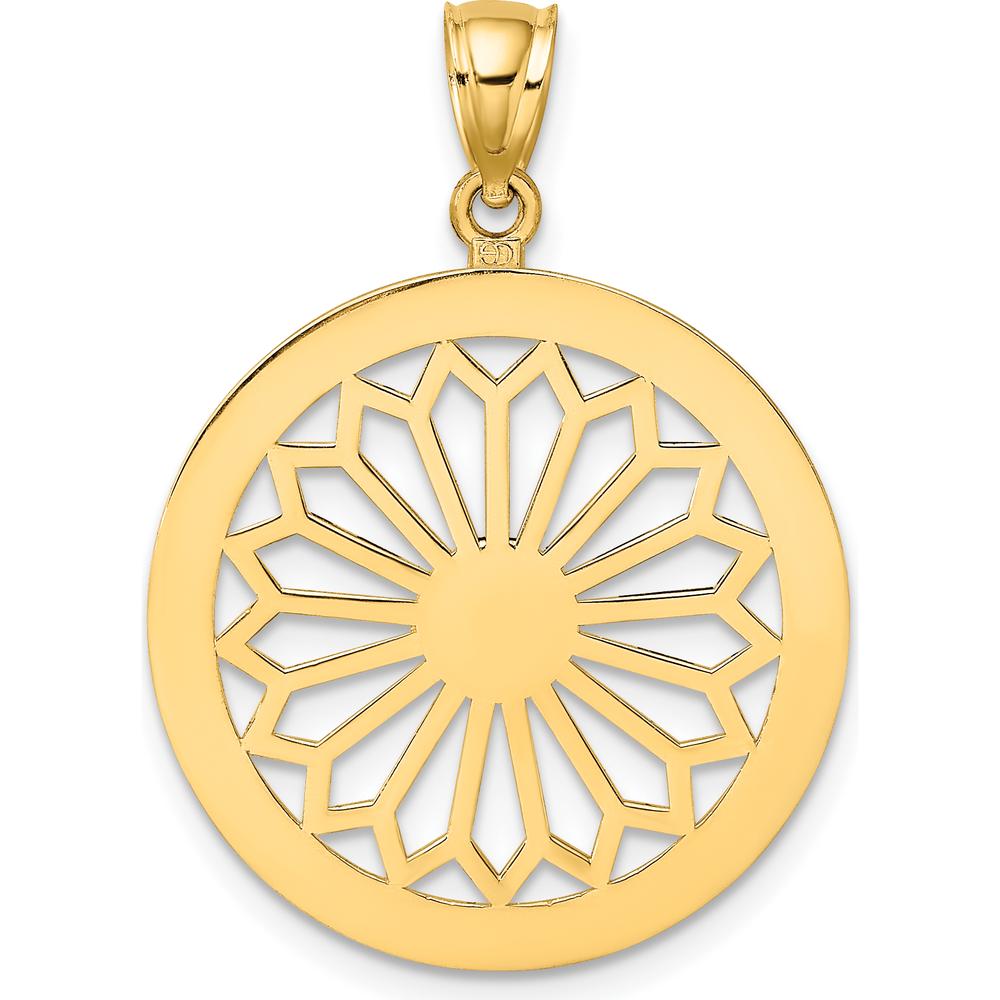 14K Yellow Gold Retro Daisy Charm Pendant - Polished Finish by Oro Pregiato
