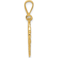 14K Yellow Gold Reversible 25th Anniversary Heart Charm with Textured Lace Design by Oro Pregiato