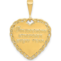 14K Yellow Gold Reversible 25th Anniversary Heart Charm with Textured Lace Design by Oro Pregiato