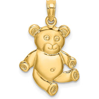 14K Yellow Gold Reversible 3D Teddy Bear Charm Pendant - Playful Luxury Design by Oro Pregiato