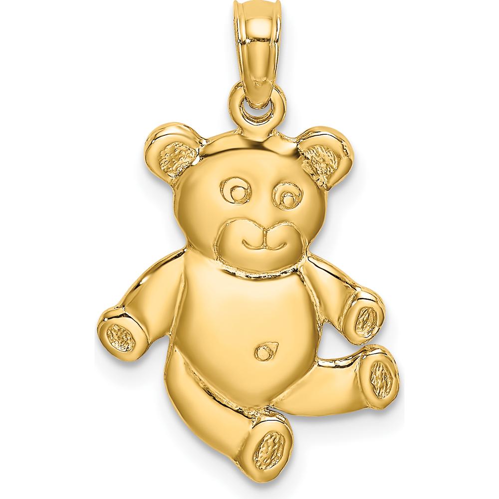 14K Yellow Gold Reversible 3D Teddy Bear Charm Pendant - Playful Luxury Design by Oro Pregiato