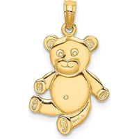 14K Yellow Gold Reversible 3D Teddy Bear Charm Pendant - Playful Luxury Design by Oro Pregiato