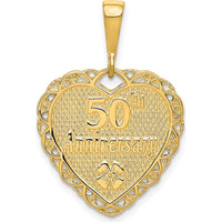 14K Yellow Gold Reversible 50th Anniversary Heart Charm with Polished Finish by Oro Pregiato