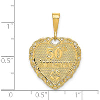 14K Yellow Gold Reversible 50th Anniversary Heart Charm with Polished Finish by Oro Pregiato